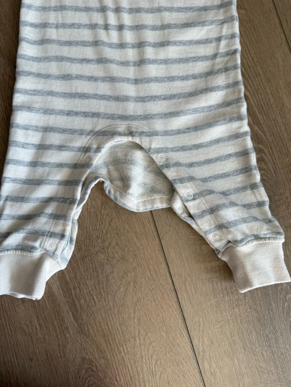 Nordstrom Cream & Light Gray Striped Baby One-Piece